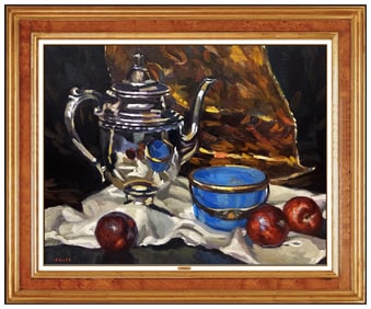 Gregory Hull Original Oil Painting On Canvas Signed Still Life Illustration Art