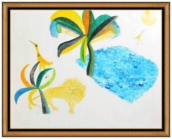 Henri Maik Original Oil Painting On Canvas Wildlife Framed Signed Art Large Rare