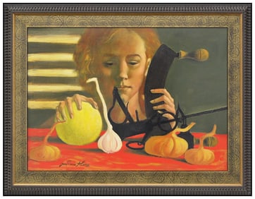 Jean Pierre Alaux Original Signed Oil Painting On Canvas Framed Still Life Art