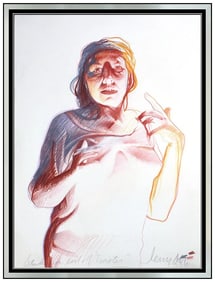 Jerry Ott Large Original Pastel Painting Signed Female Portrait Signed Artwork
