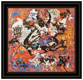 Jiang Tie Feng Large Color Serigraph Hand Signed Mysterious Ancient Framed Art