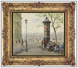 Paul Gagni Original Paris Cityscape Painting Oil On Canvas Signed Framed Artwork