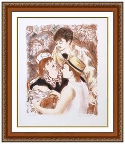 Alexandre Renoir Color Lithograph Les Trois Amis Hand Signed Original Drawing