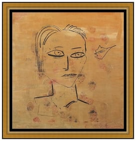 Jamali Original Painting Pigmentation On Cork Large Portrait Abstract Modern Art