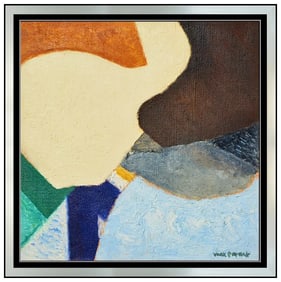 Max Papart Original Oil Painting On Canvas Abstract Signed Framed Art Authentic