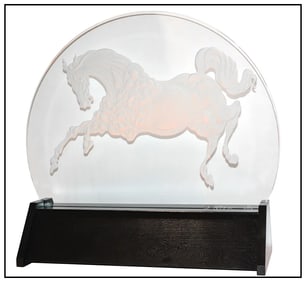 Guillaume Azoulay Golden Horse Large Lighted Luminaire Hand Signed Original Art