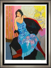 Itzchak Tarkay Embossed Large Color Serigraph Daydream Signed Female Portrait