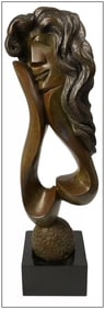 Ellen Brenner Sorenson Large Full Round Bronze Sculpture Signed Two Faced Woman