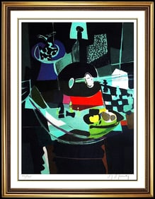 Marcel Mouly Original Color Lithograph Hand Signed Cubism Still Life Eches Art