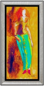 Linda Le Kinff Large Original Oil Painting On Canvas Cubism Portrait Signed Art