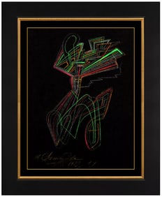 Mihail Chemiakin Original Pastel Painting On Canvas Abstract Modern Signed Art