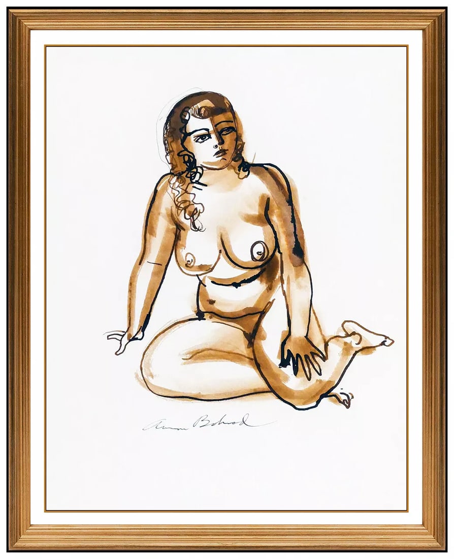 Aaron Bohrod Painting Watercolor Original Signed Female Figurative Framed Art: This lot includes:Gallery COA & free domestic shipping (*insurance and international shipping for an additional charge)Artist: Aaron BohrodTitle: Resting NudeMedium: WatercolorSize: 12" x 9.5"Framed: