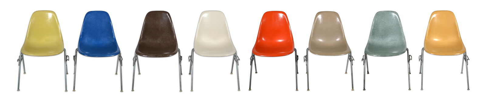 Lot of 8 Charles Eames Early Vintage Stacking Herman Miller Fiberglass Shell Chais (1 of 17)