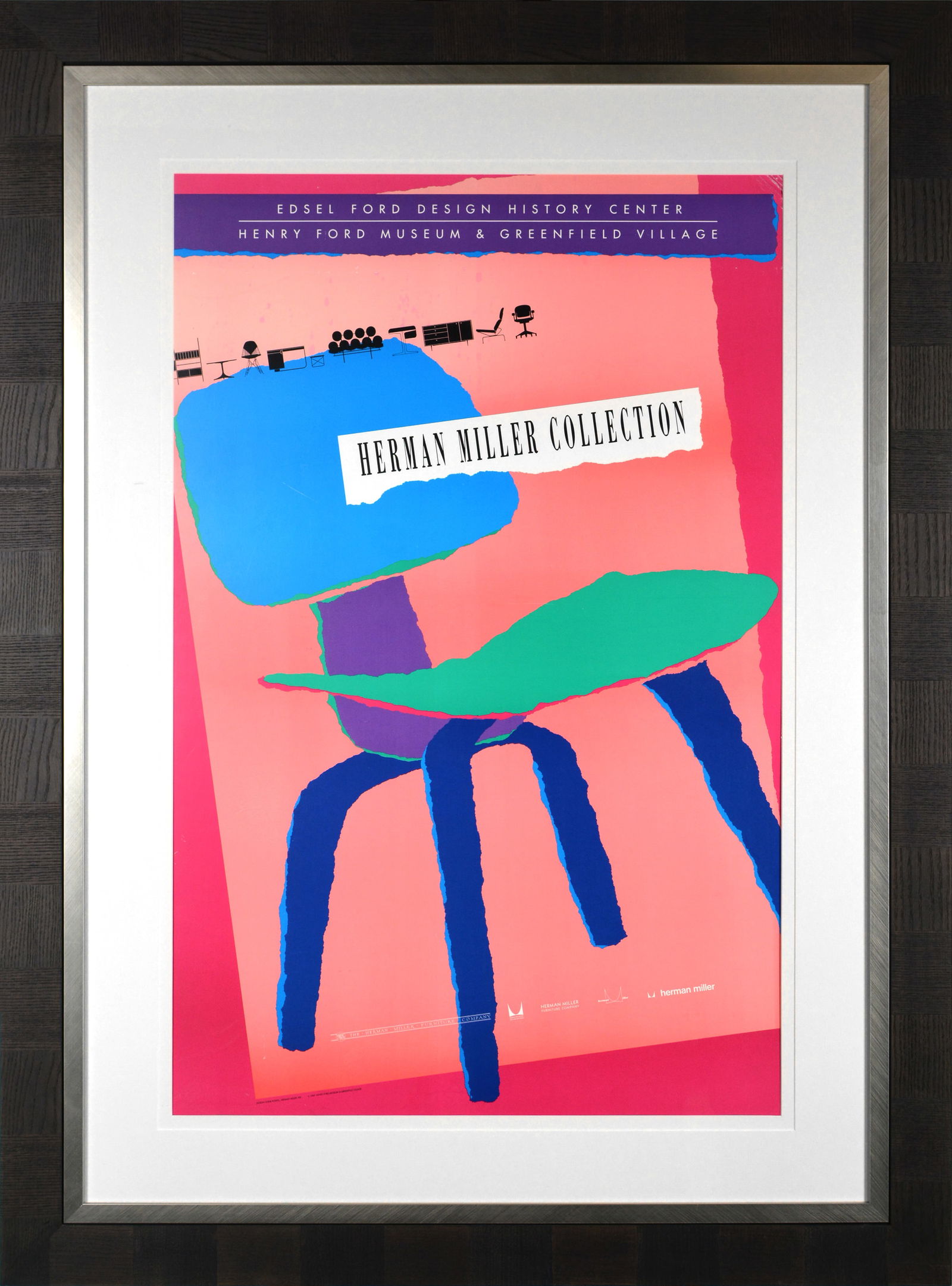Herman Miller Framed Poster Art Wood LCW Edsel Ford Design History Center 1989 (1 of 4)
