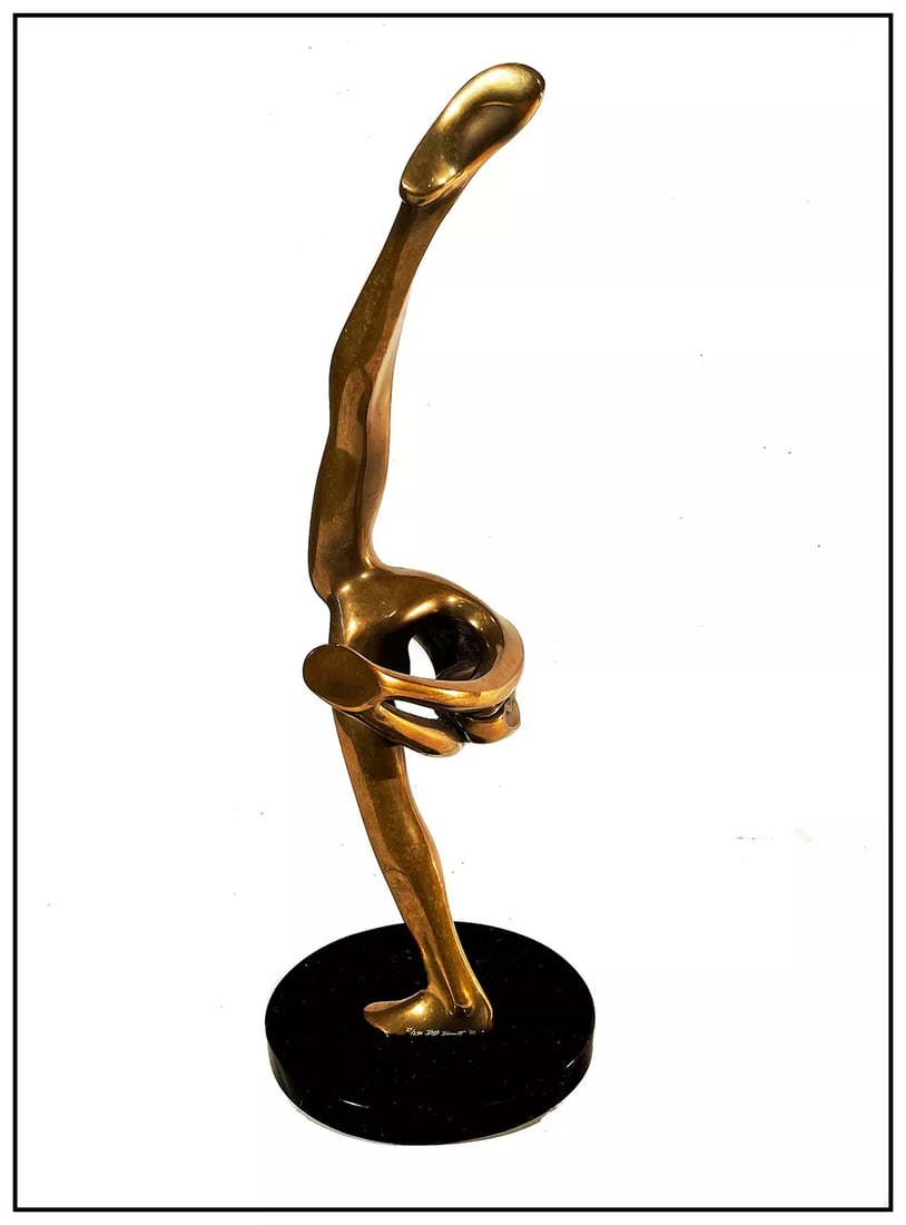 Bob Bennett Original Bronze Ballerina Dance Sculpture Signed Modern Ballet Tom: This lot includes:Gallery COA & free domestic shipping (*insurance and international shipping for an additional charge)Artist: Bob BennettTitle: PencheMedium: BronzeSize: 18.5"Signed: In bronzeYear: 1