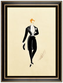 Erte Original Male Costume Design Gouache Painting Fashion Hand Signed Art Deco