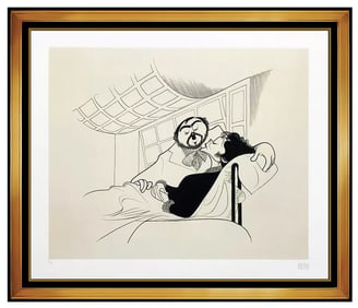 Al Hirschfeld Original Etching Hand Signed Caricature Pavarotti Scotto La Boheme
