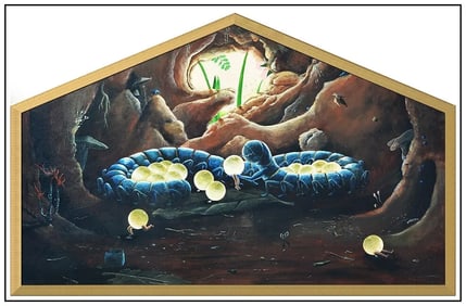 Timothy Chapman Large Original Painting On Board Signed Framed Animal Artwork