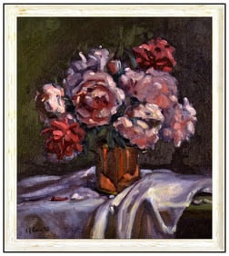 Eugene Quinn Original Painting Oil On Canvas Floral Still Life Signed Framed Art