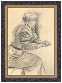 Louis Auguste Legrand Original Charcoal Drawing Portrait Framed Signed Artwork