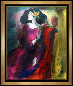 Linda Le Kinff Oil Painting On Board Signed Original Cubism Female Portrait Art