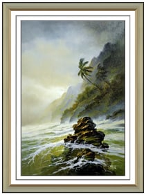 Arozi Original Oil Painting On Canvas Seascape Ocean Coast Framed Artwork Large