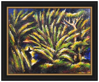 Dan Lutz Large Original Painting On Canvas Trees Landscape Signed Framed Artwork