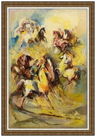 William Meyerowitz Original Large Oil Painting On Canvas Horse Framed Signed Art