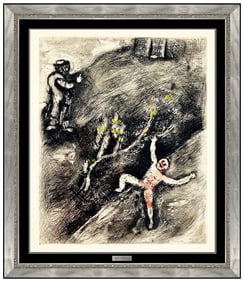 Marc Chagall Hand Colored Etching L Enfant Fables Fontaine Modernism Framed Art