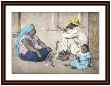 Francisco Zuniga Color Lithograph Hand Signed La Familia Indigena Ii Framed Art