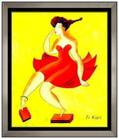 Linda Le Kinff Original Oil Painting On Canvas Modern Cubism Portrait Signed Art