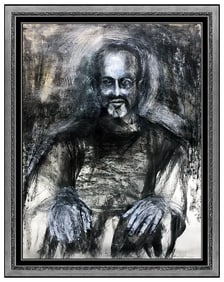 Jim Dine Original Portrait Painting Signed Watercolor Pastel Art