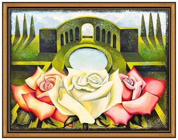 Lowell Blair Nesbitt Original Oil Painting On Canvas Signed Framed Large Roses