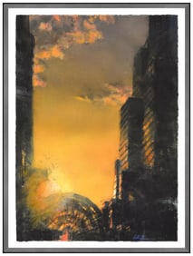 Paul Ching-Bor Original New York Cityscape Watercolor Painting Signed Framed Art