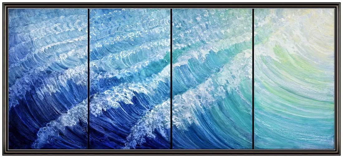 Rosamond Berg Large Original Oil Painting On Canvas Quadriptych Signed Seascape (1 of 11)