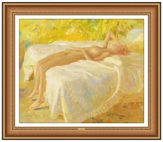 Joseph Joe Bowler Original Painting On Canvas Signed Female Nude Portrait Artwor