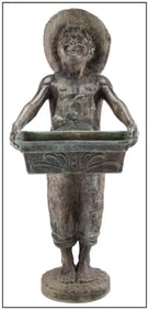 Gary Lee Price Original Green Thumb Ii Lifesize Boy Bronze Sculpture Signed Art