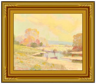 W. Frederick Jarvis Original Painting On Board Signed Landscape Framed Artwork