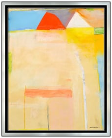 Robert Baribeau Original Oil Painting Pastel Signed Modern Abstract Framed Art