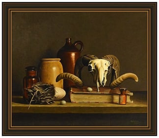 Stefaan Eyckmans Original Painting Oil On Board Signed Western Still Life Art