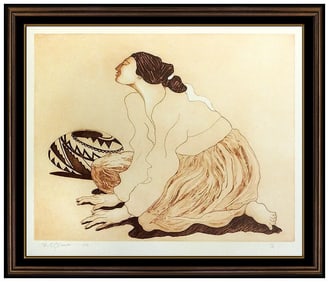 R.C. Gorman Color Lithograph Native American Woman Portrait Hand Signed Artwork