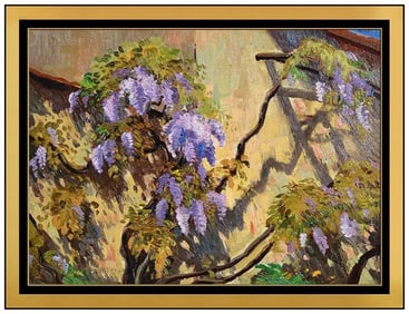 Eliot Candee Clark Original Oil Painting On Board Flower Signed Framed Artwork