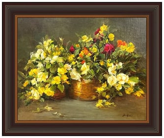 Stephanie Birdsall Original Oil Painting On Board Still Life Flowers Signed Art