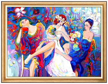 Isaac Maimon Large Painting Original Oil On Canvas Signed Female Portrait Signed