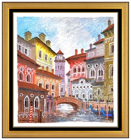 Anatole Krasnyansky Original Acrylic Painting Signed Italian Venice Cityscape