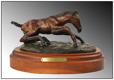 Bud Helbig Bronze Sculpture Western Wildlife Horse Signed It Aint Easy Artwork