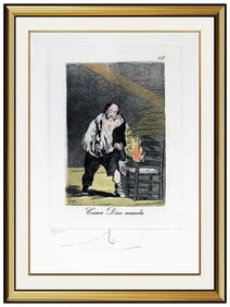 Salvador Dali Color Etching Hand Signed Original Surreal Caprices De Goya Art