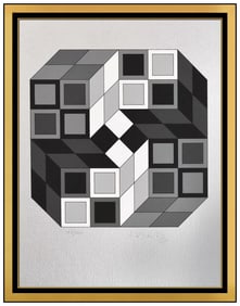 Victor Vasarely Original Micro Cosmos Hand Signed Screenprint Modern Framed Art