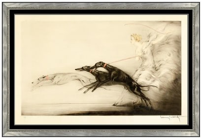 Louis Icart Speed Original Hand Colored Dry Point Etching Signed Framed Artwork