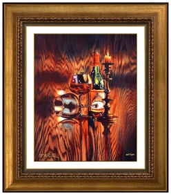 Matt Beyrer Wish You Were Here Dye Sublimation On Wood Signed Wine Still Life